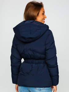 Women's Quilted Winter Hooded Jacket Navy Blue Bolf 23060