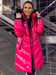 Women's Quilted Winter Hooded Jacket Pink Bolf 23069