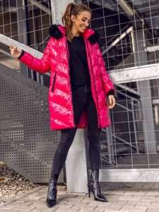 Women's Quilted Winter Hooded Jacket Pink Bolf 23069