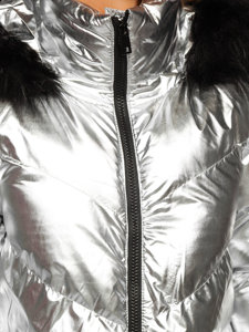 Women's Quilted Winter Hooded Jacket Silver Bolf 23069