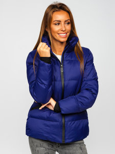 Women's Quilted Winter Jacket Navy Blue Bolf 23059