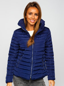 Women's Quilted Winter Jacket Navy Blue Bolf 23063