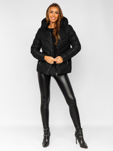 Women's Quilted Winter Jacket with Hood Black Bolf 5M725