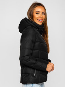 Women's Quilted Winter Jacket with Hood Black Bolf 5M726