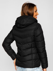 Women's Quilted Winter Jacket with Hood Black Bolf 5M726