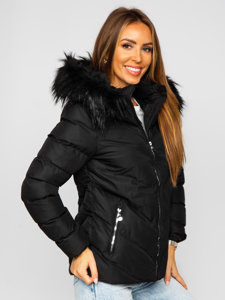 Women's Quilted Winter Jacket with Hood Black Bolf 5M727