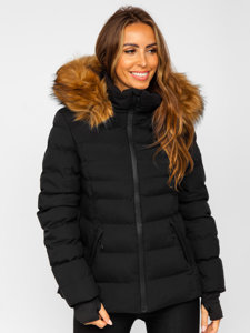 Women's Quilted Winter Jacket with Hood Black Bolf 5M768