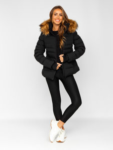 Women's Quilted Winter Jacket with Hood Black Bolf 5M768