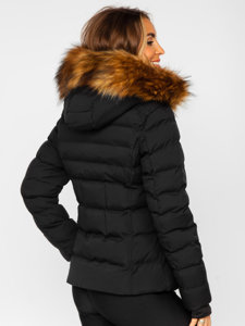 Women's Quilted Winter Jacket with Hood Black Bolf 5M768