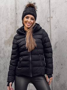 Women's Quilted Winter Jacket with Hood Black Bolf 5M769