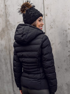 Women's Quilted Winter Jacket with Hood Black Bolf 5M769