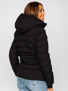 Women's Quilted Winter Jacket with Hood Black Bolf 5M769