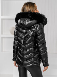 Women's Quilted Winter Jacket with hood Black Bolf 5M3138