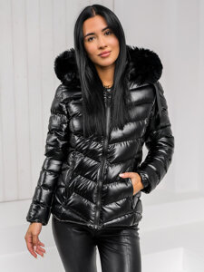 Women's Quilted Winter Jacket with hood Black Bolf 5M3138A1