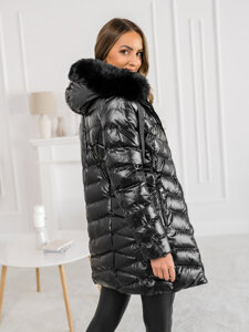 Women's Quilted Winter Jacket with hood Black Bolf 5M3139