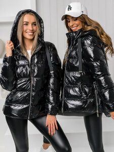 Women's Quilted Winter Jacket with hood Black Bolf 5M3172A