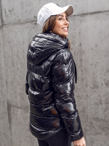 Women's Quilted Winter Jacket with hood Black Bolf 5M3172B