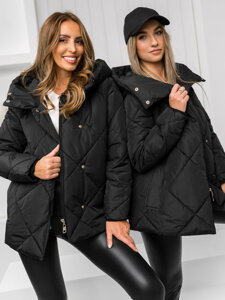 Women's Quilted Winter Jacket with hood Black Bolf 5M3175A