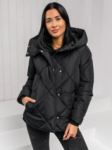 Women's Quilted Winter Jacket with hood Black Bolf 5M3175A3