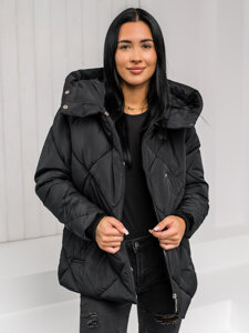 Women's Quilted Winter Jacket with hood Black Bolf 5M3175A3