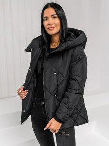 Women's Quilted Winter Jacket with hood Black Bolf 5M3175A3