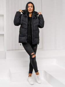 Women's Quilted Winter Jacket with hood Black Bolf 5M3251