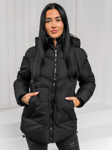 Women's Quilted Winter Jacket with hood Black Bolf 5M3251