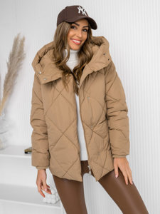 Women's Quilted Winter Jacket with hood Camel Bolf 5M3175