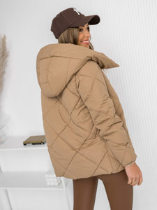 Women's Quilted Winter Jacket with hood Camel Bolf 5M3175