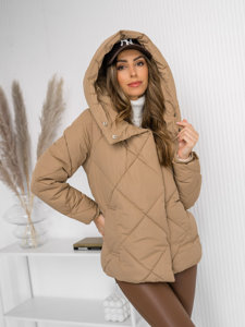 Women's Quilted Winter Jacket with hood Camel Bolf 5M3175