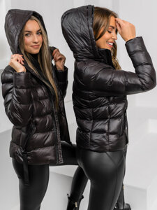 Women's Quilted Winter Jacket with hood Chocolate Bolf 5M782A