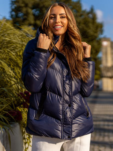 Women's Quilted Winter Jacket with hood Navy Blue Bolf 23065A