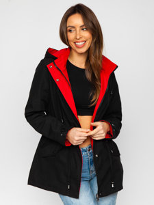 Women's Reversible Lightweight Parka Jacket with Hood Black Bolf 16M9081