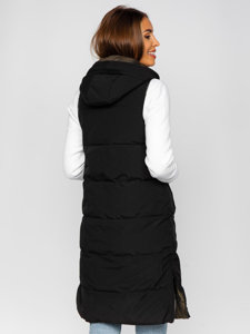 Women's Reversible Longline Quilted Gilet Black Bolf B8022