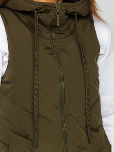 Women's Reversible Longline Quilted Gilet Khaki Bolf B8022