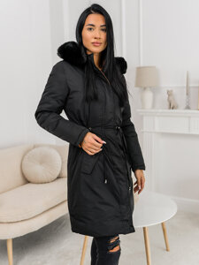 Women’s Reversible Winter Parka Jacket with hood Black Bolf 16M9159