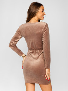 Women's Ruffled Velour Dress Cappuccino Bolf 880