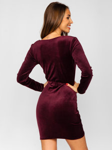 Women's Ruffled Velour Dress Claret Bolf 880