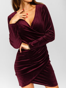 Women's Ruffled Velour Dress Claret Bolf 880