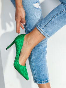 Women's Satin High Heels Green Bolf M557