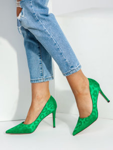 Women's Satin High Heels Green Bolf M557