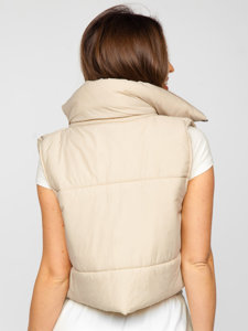 Women's Short Quilted Gilet Beige Bolf 82330