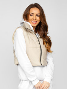 Women's Short Quilted Gilet Beige Bolf 82330