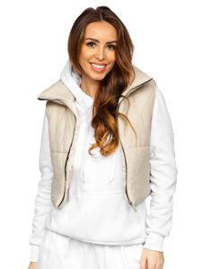 Women's Short Quilted Gilet Beige Bolf 82330