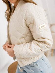 Women's Short Quilted Lightweight Jacket Beige Bolf 82646