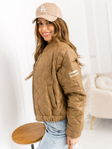 Women's Short Quilted Lightweight Jacket Brown Bolf 82646