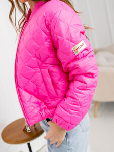 Women's Short Quilted Lightweight Jacket Pink Bolf 82646