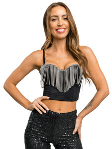 Women's Strappy Corset with sequins Black Bolf Z1003