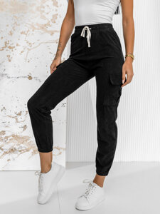 Women’s Striped Cargo Joggers Black Bolf W7860