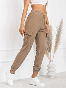 Women’s Striped Cargo Joggers Brown Bolf W7861